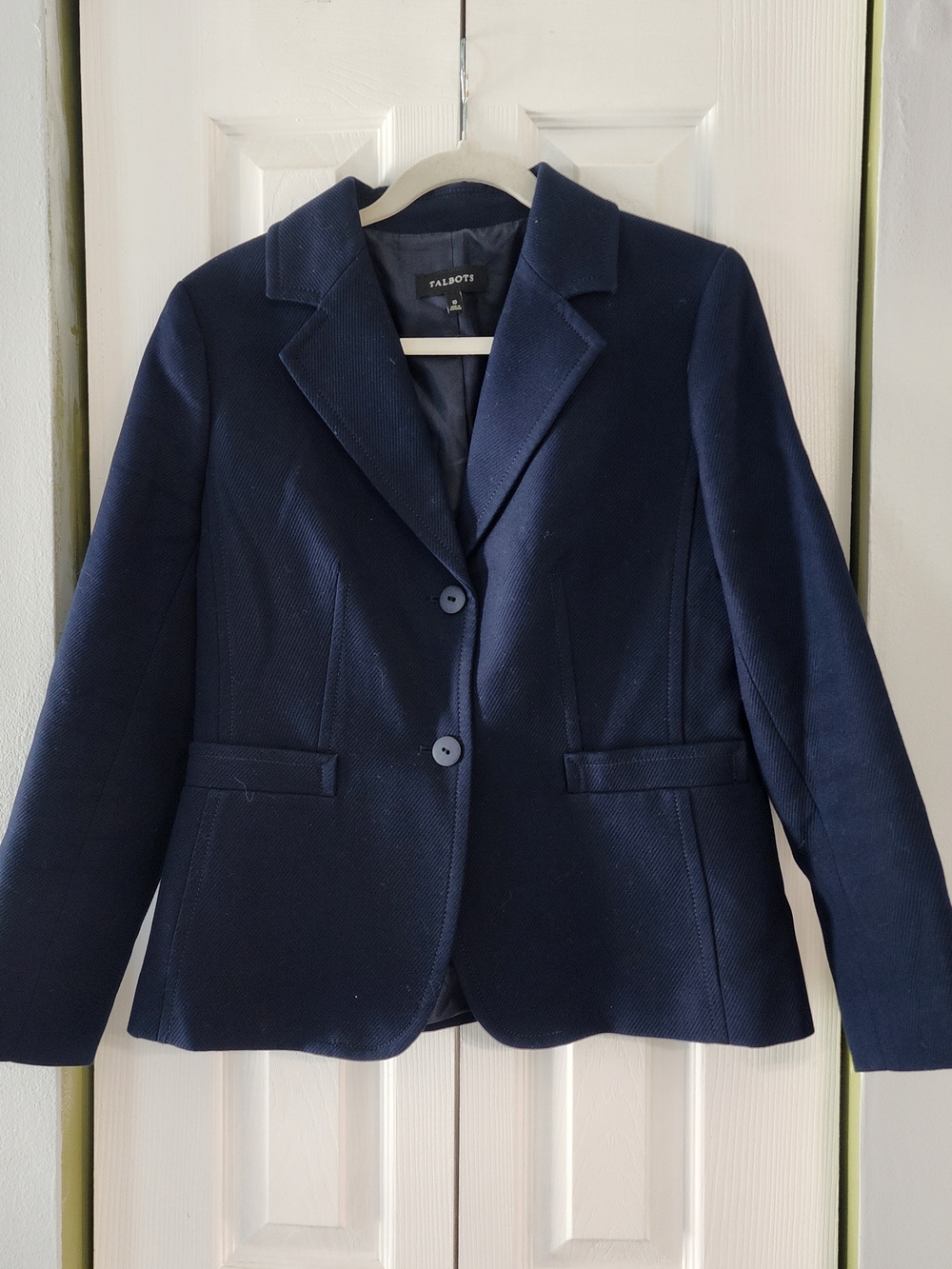 Talbots Navy Women's  Blazer with Notched Lapel Business Wear Officecore Preppy